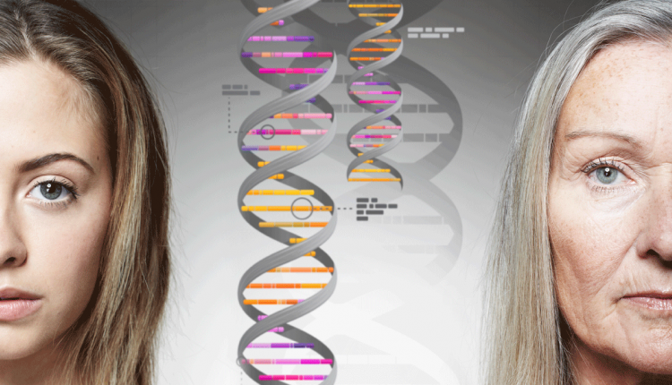 Oudere en jongere vrouw met DNA strengen