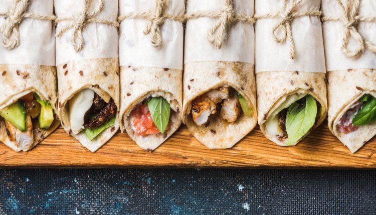 Wraps met verschillende soorten vulling