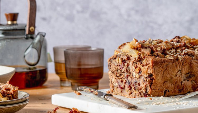 Mueslibrood met gebakken peren