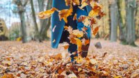 vrouw in bos in de herfst